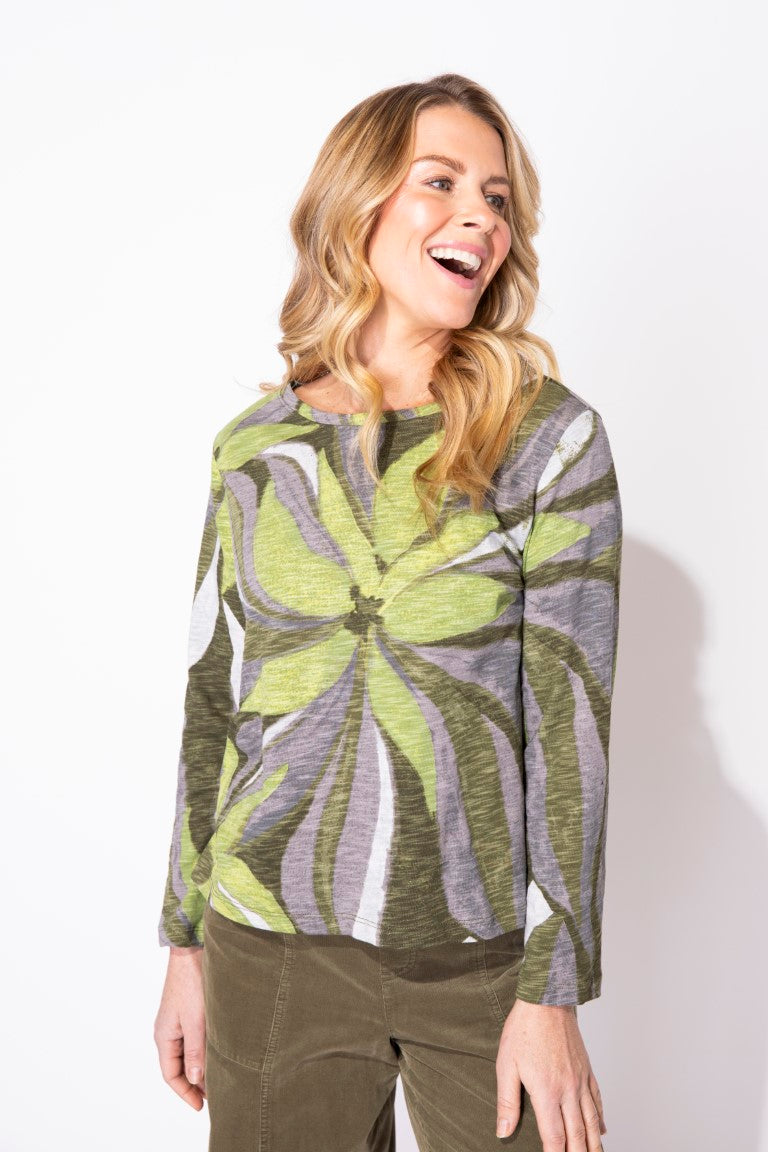 Cotton Floral Step Hem Tee