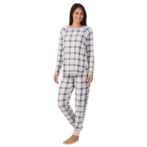Brushed Sweater Knit Long Sleeve Top with Jogger 2-Pc Pajama Set