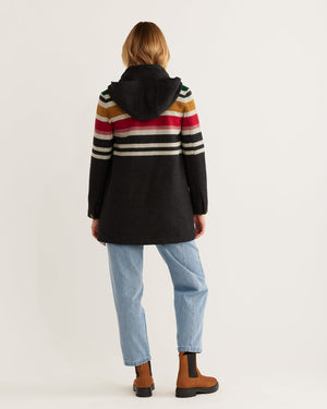 Women's Camp Stripe Wool Quilted Parka | Black Bridger Stripe