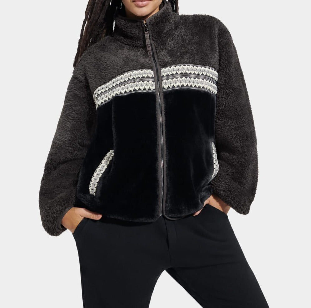 Marlene Sherpa Jacket Heritage Braid | Black
