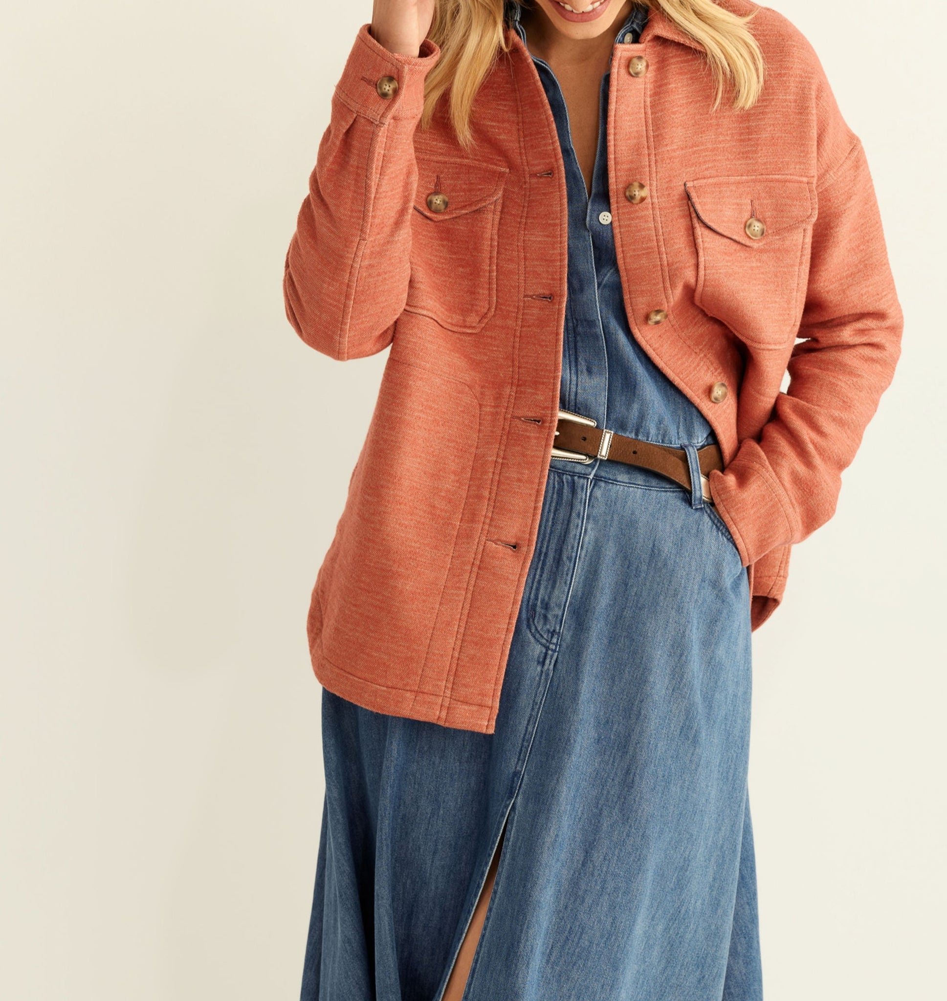 Cotton Shacket | Redwood