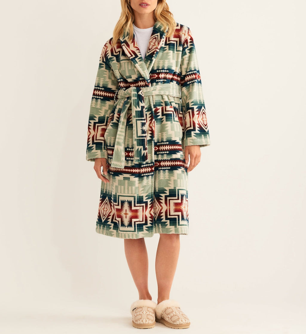 Pendleton Cotton Terry Velour Robe | Silver Blue Harding Star