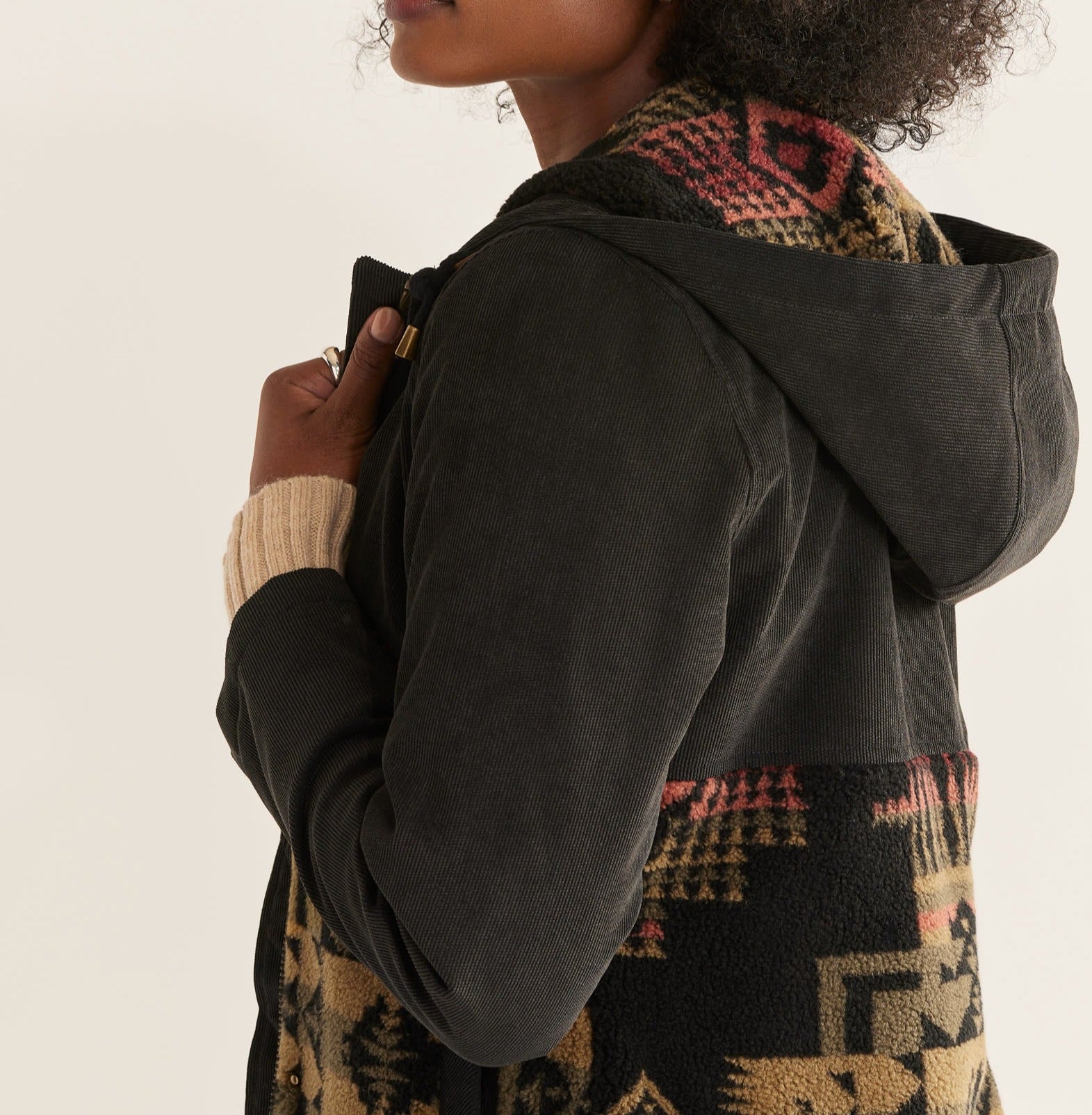 Blanca Corduroy Berber Fleece Jacket | Black Olive Chief Joseph