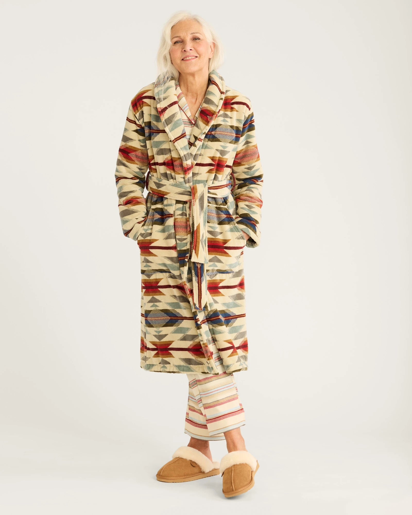 Pendleton Women's Wyeth Trail Cotton Terry Velour Bathrobe