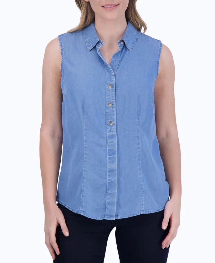 Ashley Tencel Sleeveless Shirt | Bluewash Tencel