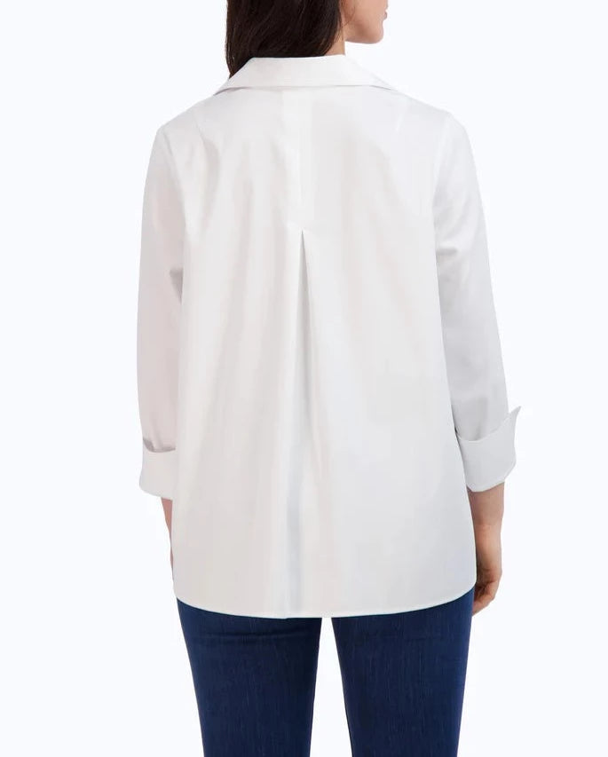 Agnes Stretch No Iron Popover Shirt | White