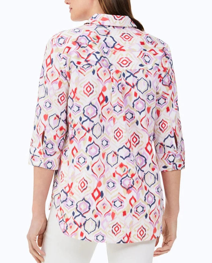 Boyfriend Non-Iron Tunic  | Summer Ikat