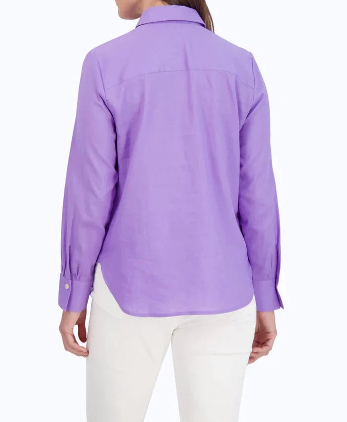 Meghan Easy Care Solid Linen Shirt | Amethyst