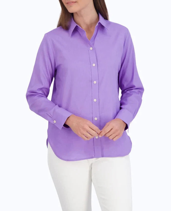 Meghan Easy Care Solid Linen Shirt | Amethyst