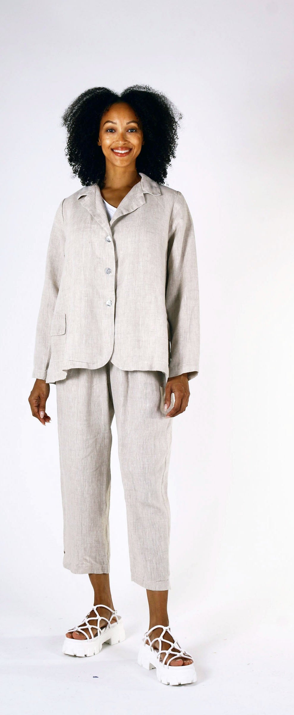 Linen Narrow Leg Crop Pant