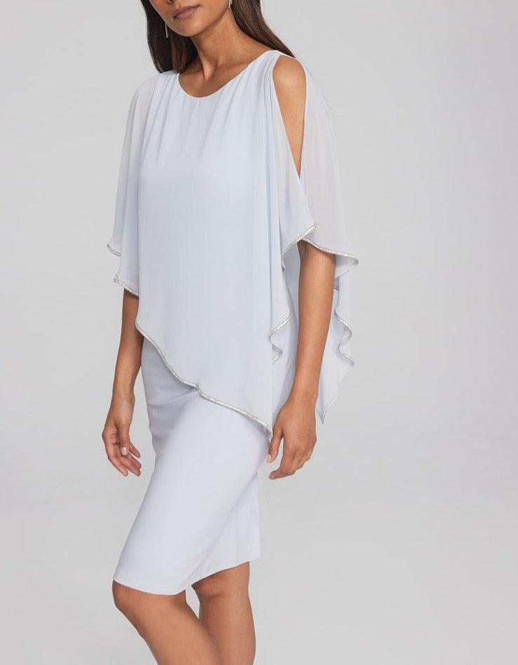 Layered Dress With Cape Overlay | Celestial Blue