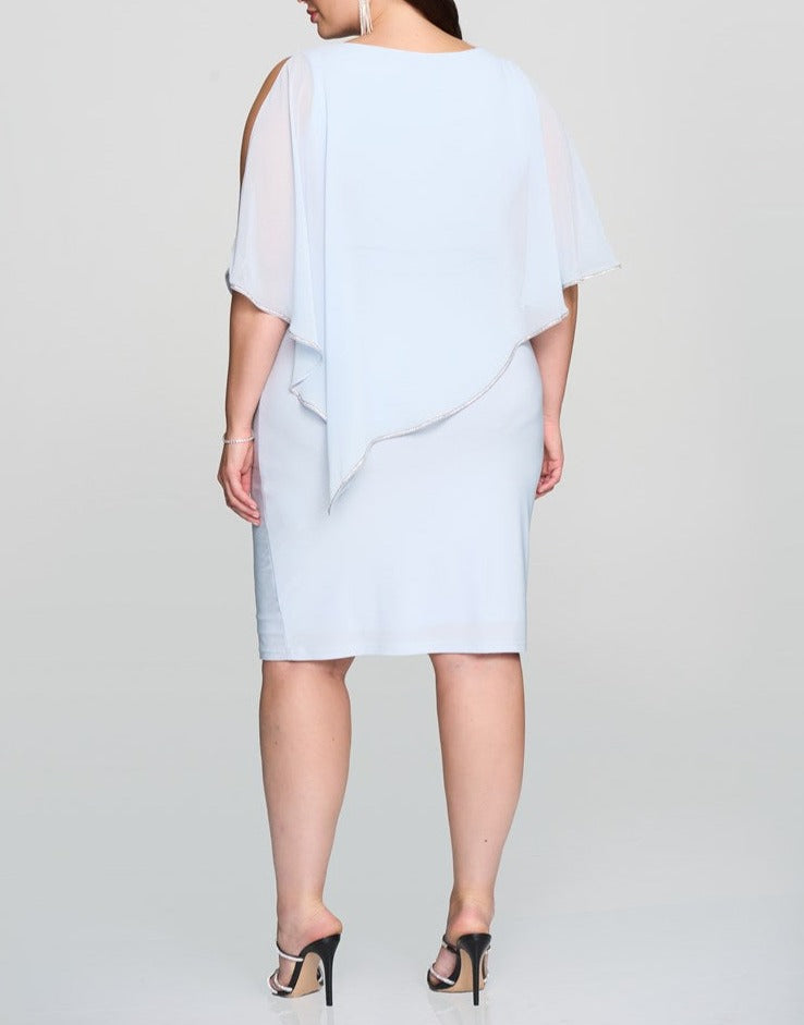 Layered Dress With Cape Overlay | Celestial Blue