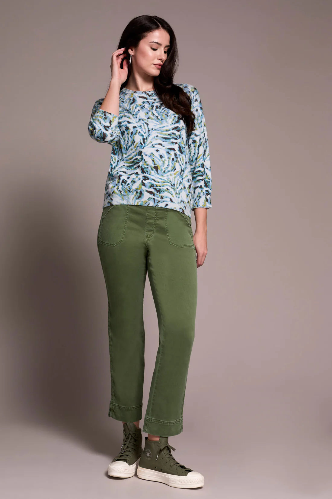 3/4 Sleeve Crew Neck Sweater