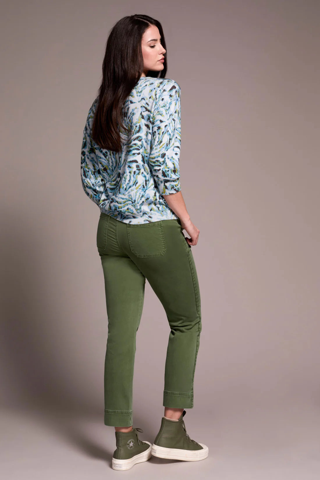 3/4 Sleeve Crew Neck Sweater