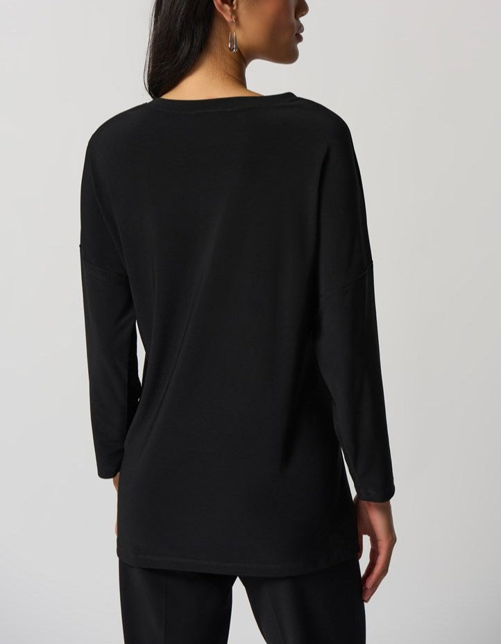 Rhinestone V-neck Top | Neutral Marble