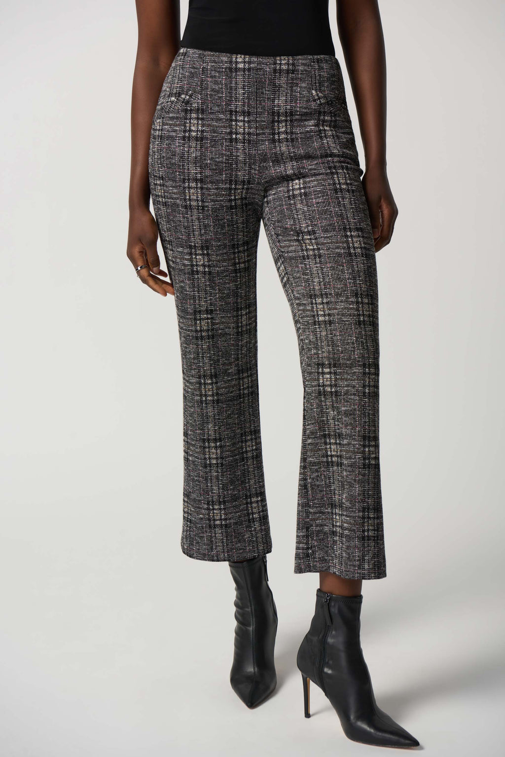 Plaid Jacquard Cropped Pants