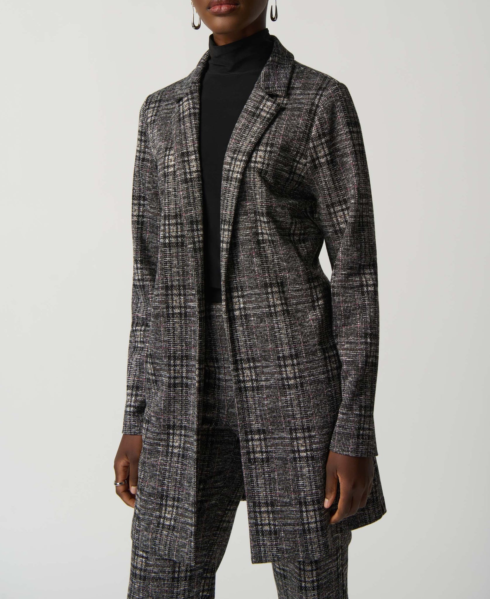 Plaid Jacquard Long Blazer
