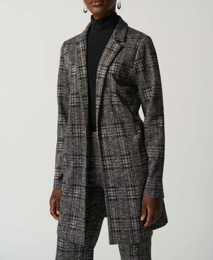Plaid Jacquard Long Blazer
