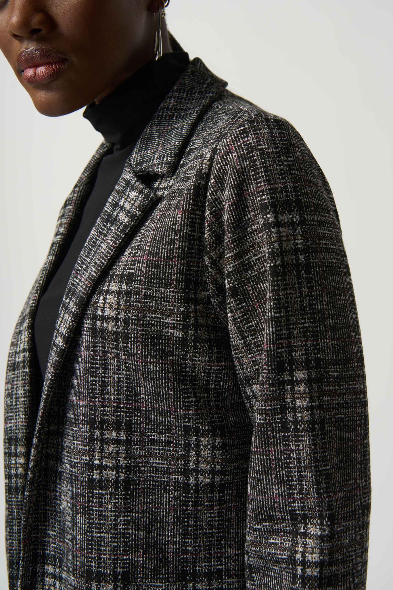 Plaid Jacquard Long Blazer
