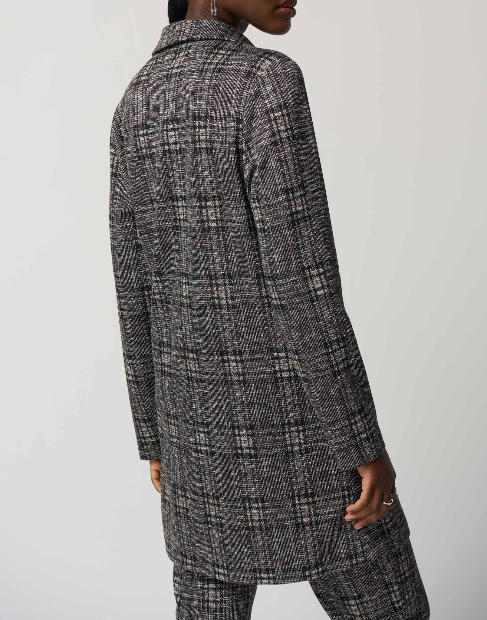 Plaid Jacquard Long Blazer