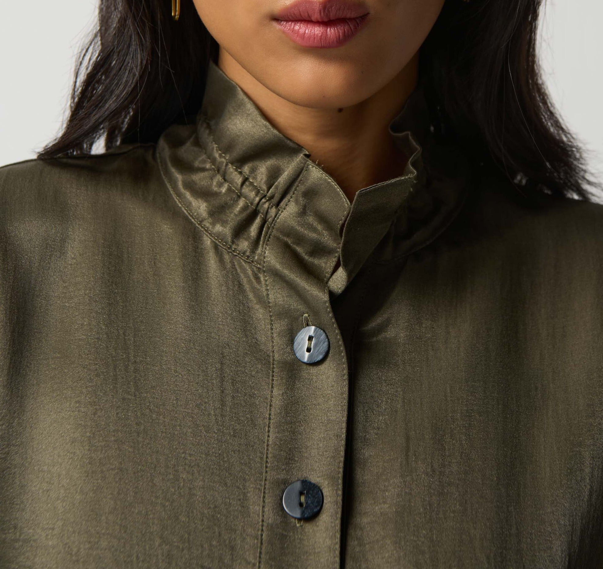 Shirred Gauze Blouse | Olive Green