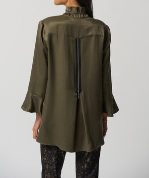 Shirred Gauze Blouse | Olive Green