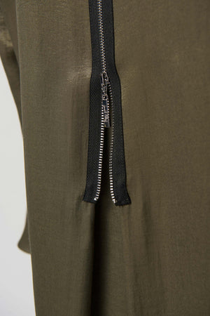 Shirred Gauze Blouse | Olive Green