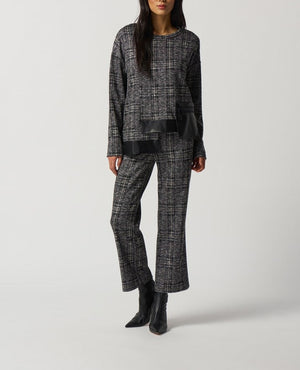 Plaid Long Sleeve Top | Black