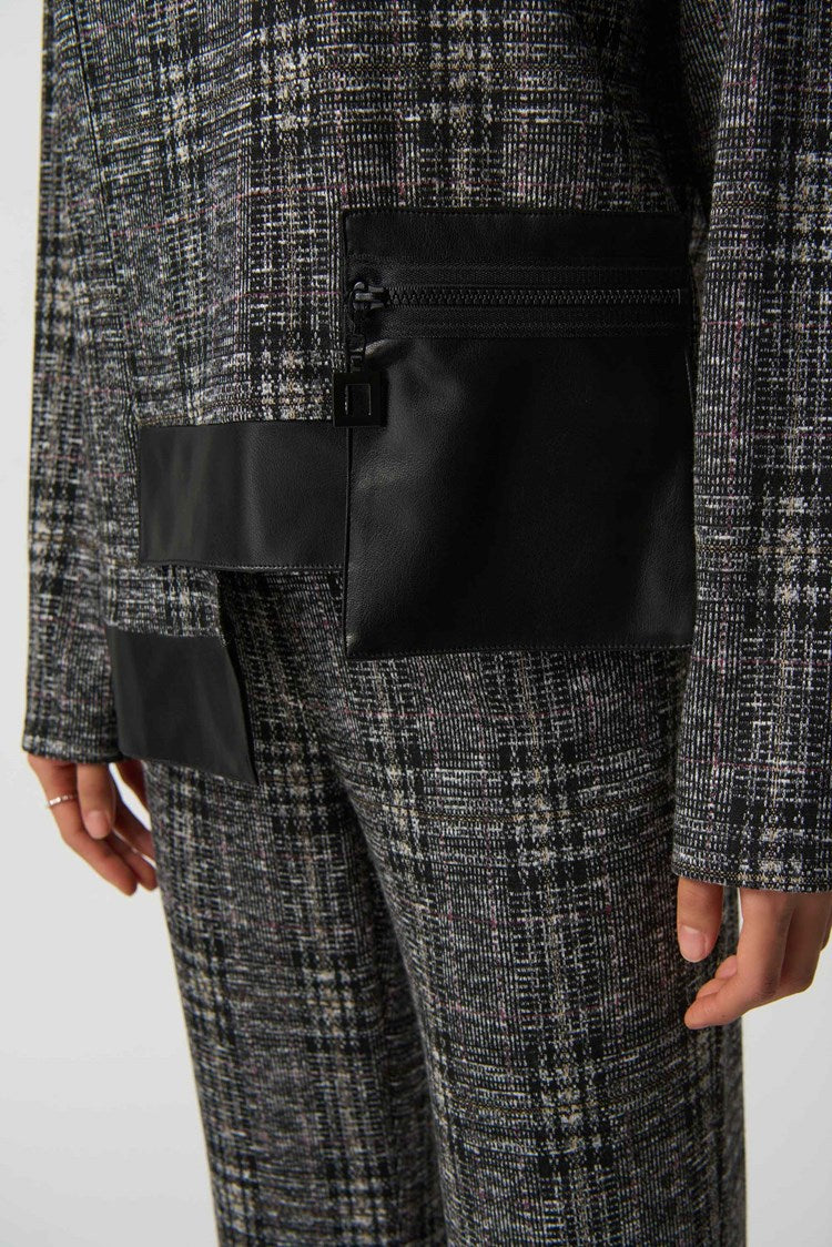 Plaid Long Sleeve Top | Black