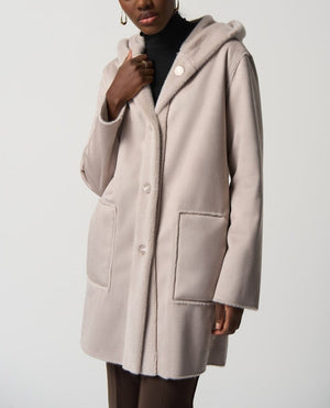 Suede Hooded Coat | Mink