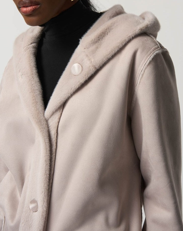 Suede Hooded Coat | Mink
