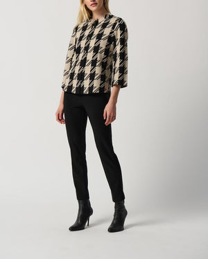 Plaid Jacquard Sweater Jacket With Mock Neck | Hound's-tooth