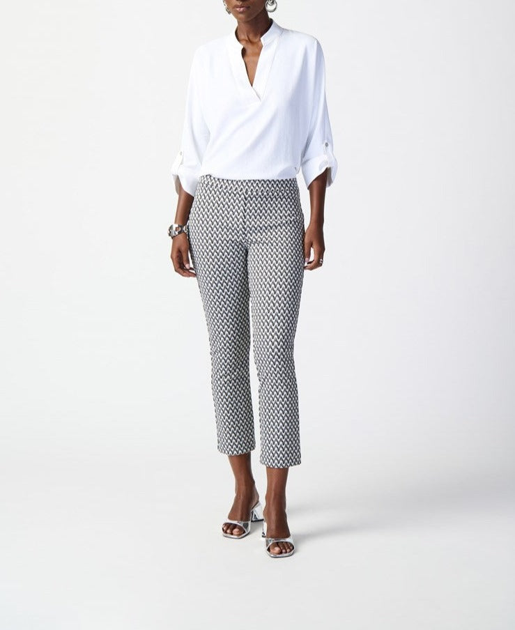 Geometric Print Jacquard Pull-On Pants | Black/White