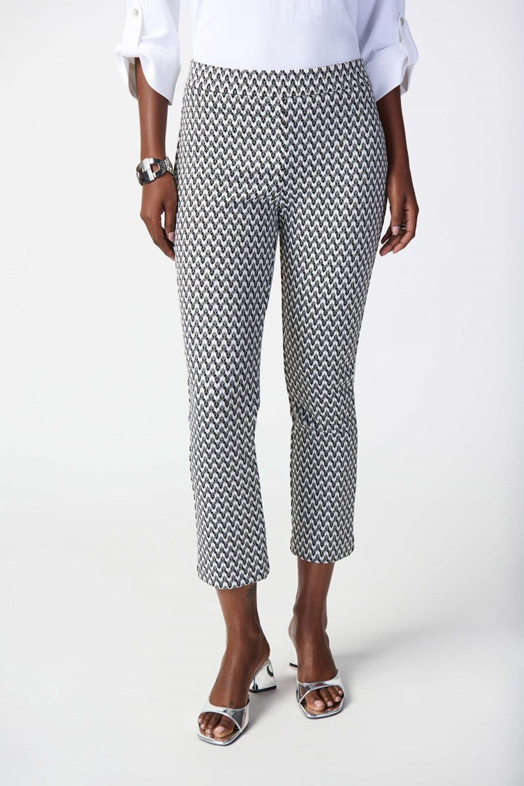 Geometric Print Jacquard Pull-On Pants | Black/White