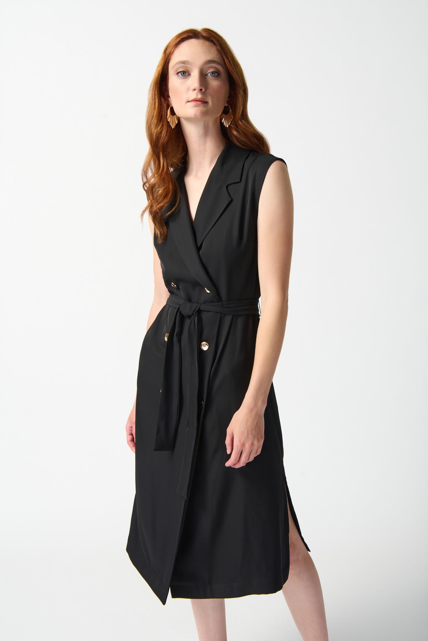 Woven Sleeveless Wrap Dress | Black