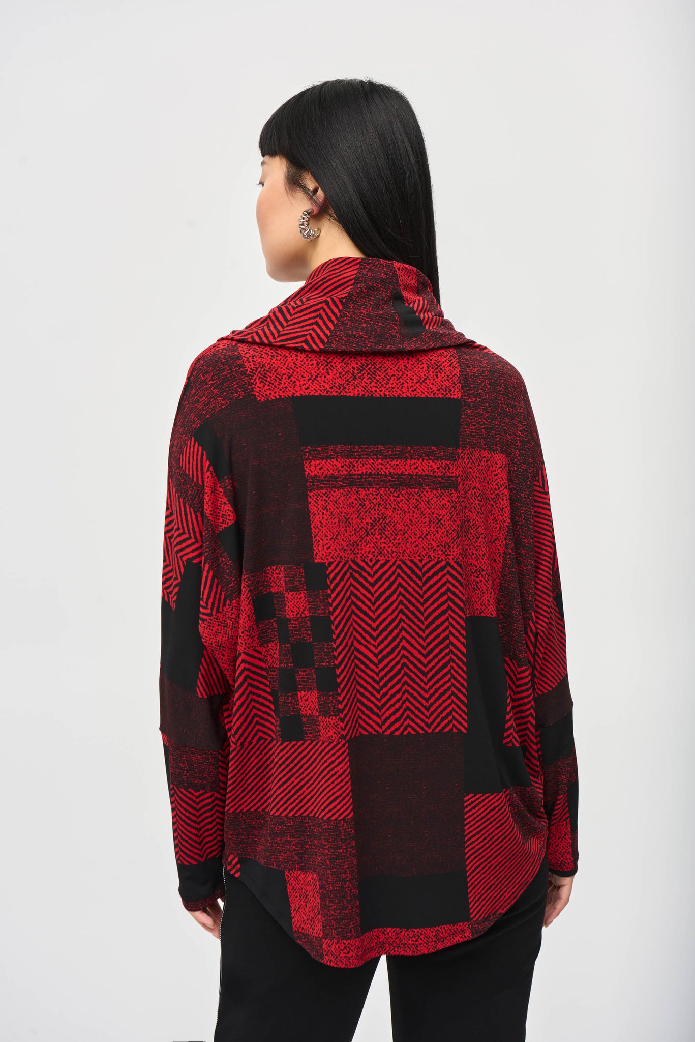 Silky Knit Patchwork Print Boxy Top