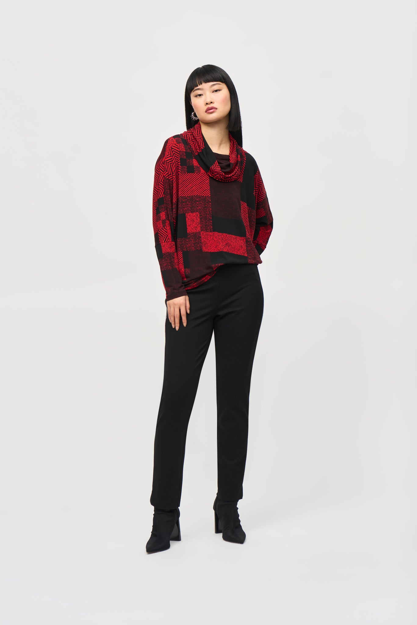 Silky Knit Patchwork Print Boxy Top