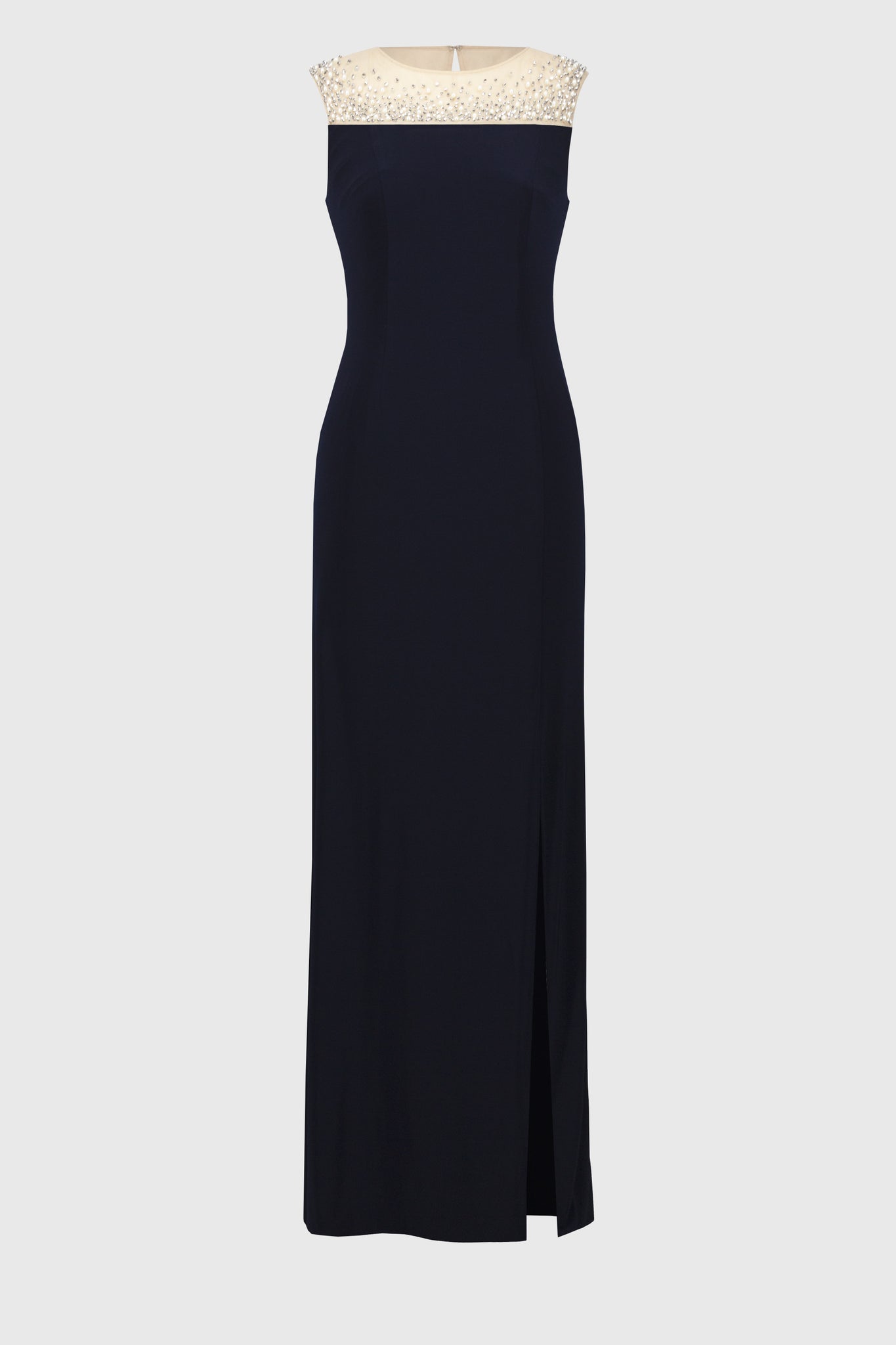 Silky knit and Mesh Sleeveless Gown