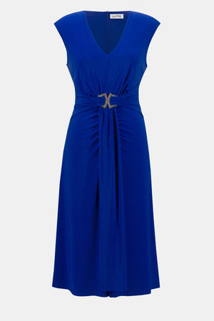 Silky Knit A-Line Dress with Rhinestone Ornament