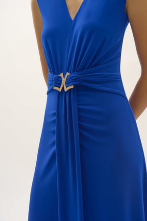 Silky Knit A-Line Dress with Rhinestone Ornament