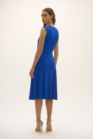 Silky Knit A-Line Dress with Rhinestone Ornament
