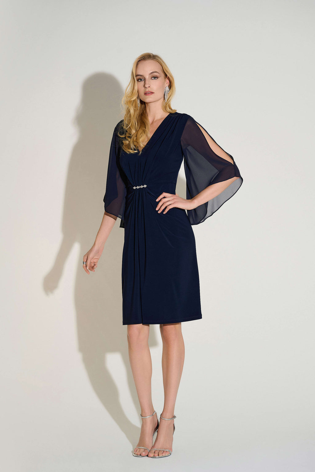 Silky Knit & Chiffon Sheath Dress