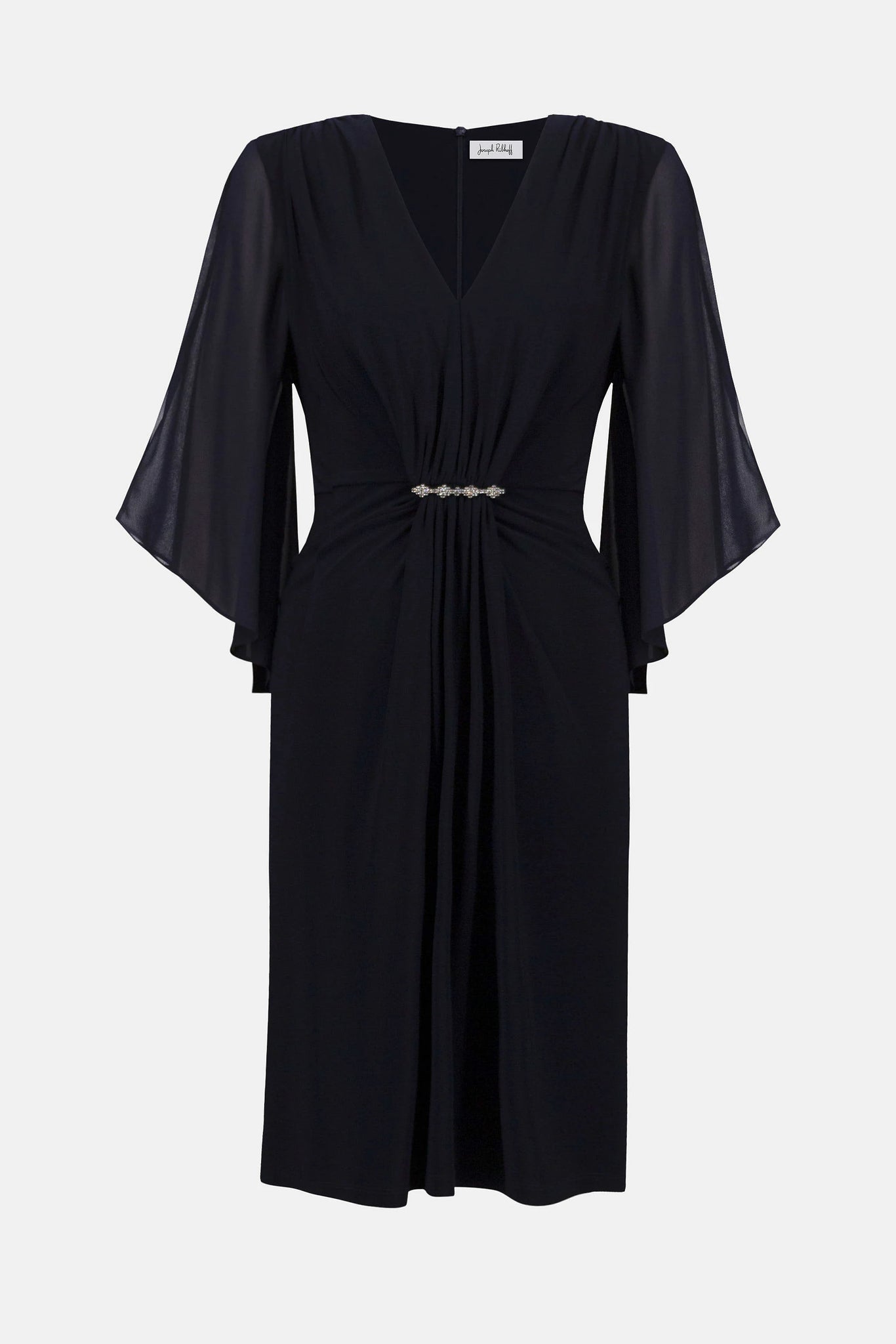 Silky Knit & Chiffon Sheath Dress