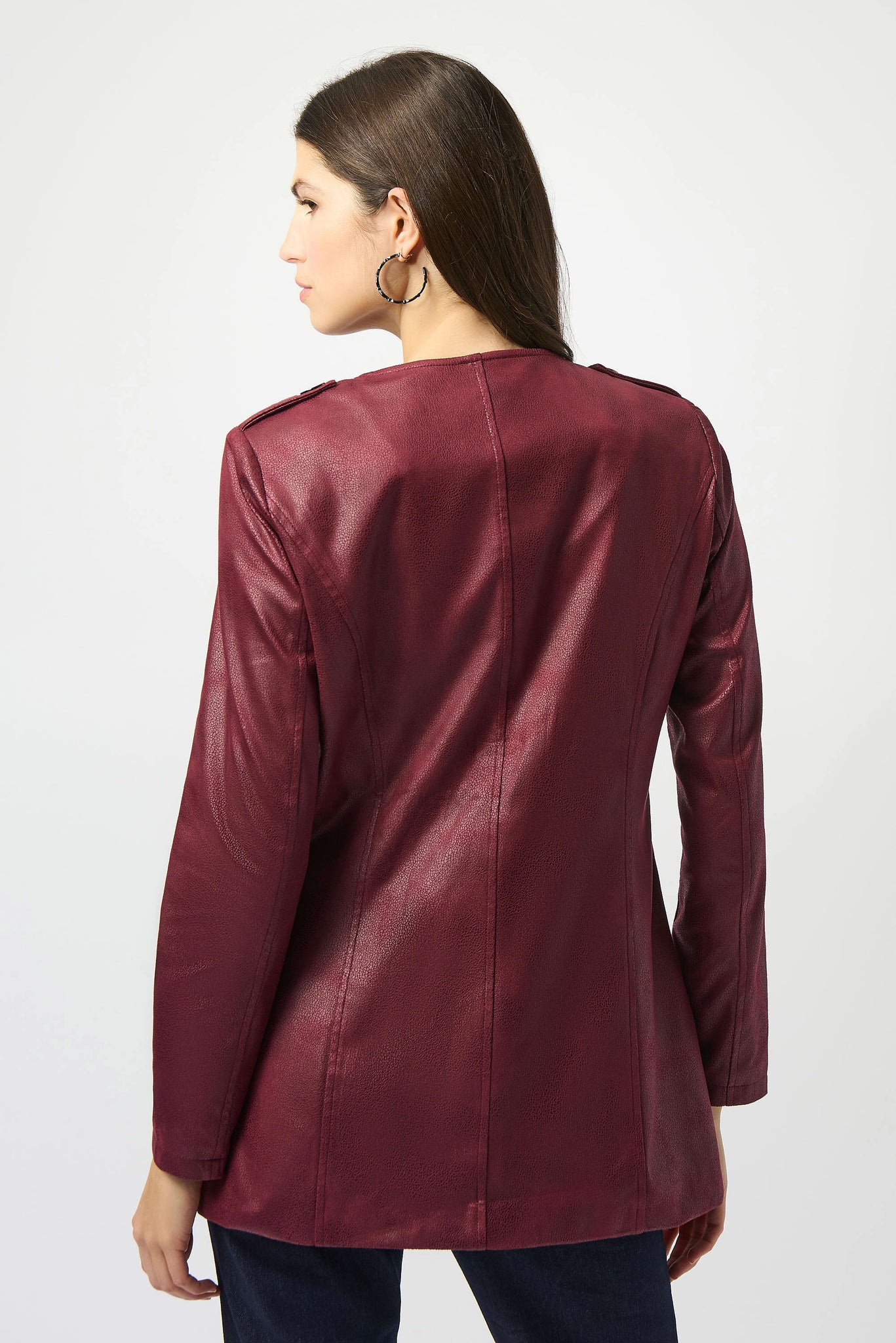 Foiled Faux Suede Fitted Jacket