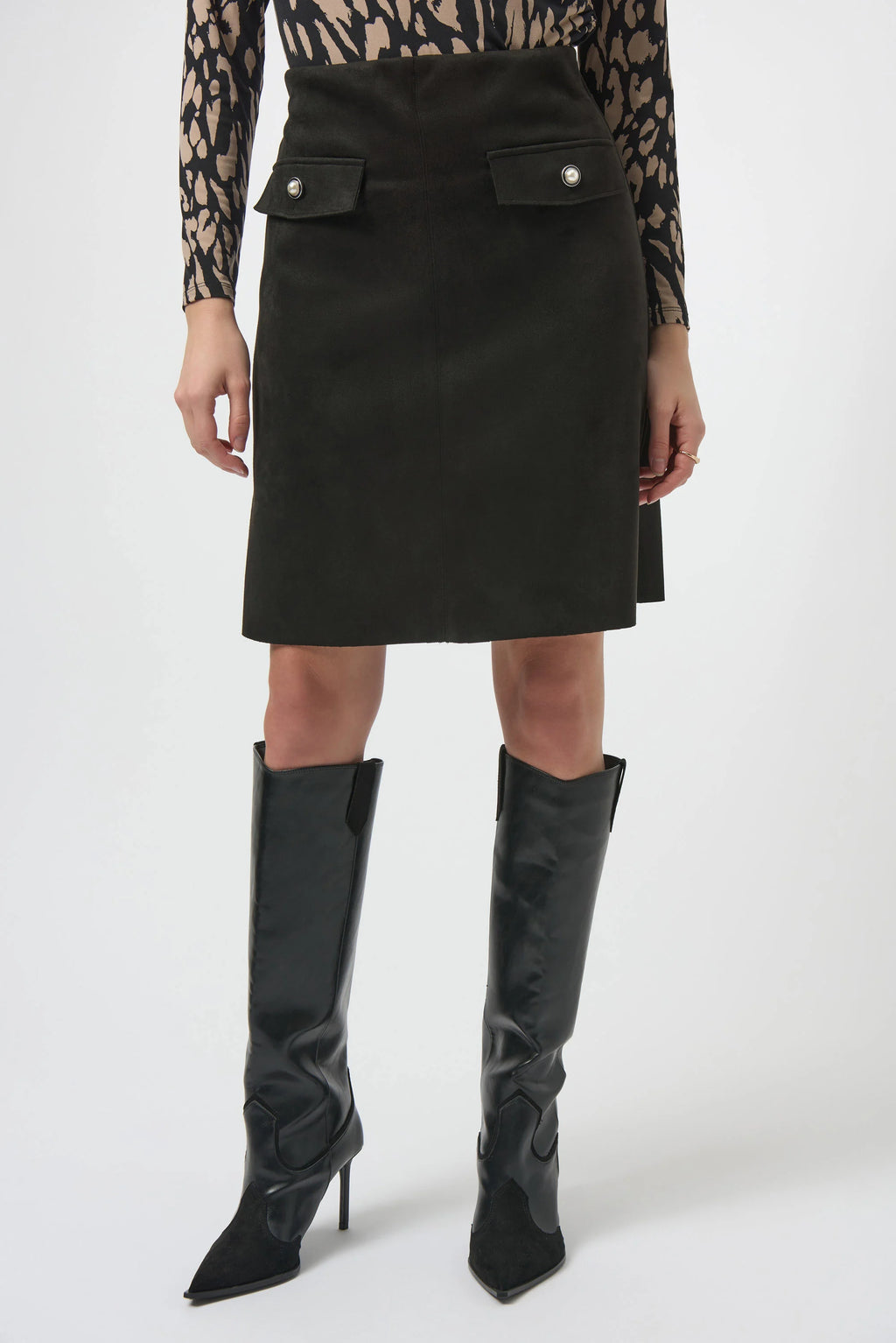 Faux Suede A-line Skirt