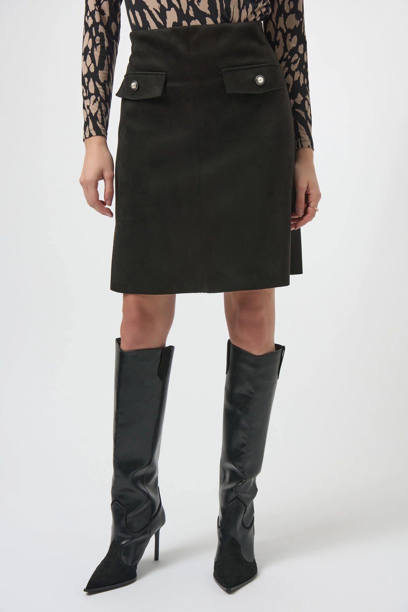 Faux Suede A-line Skirt