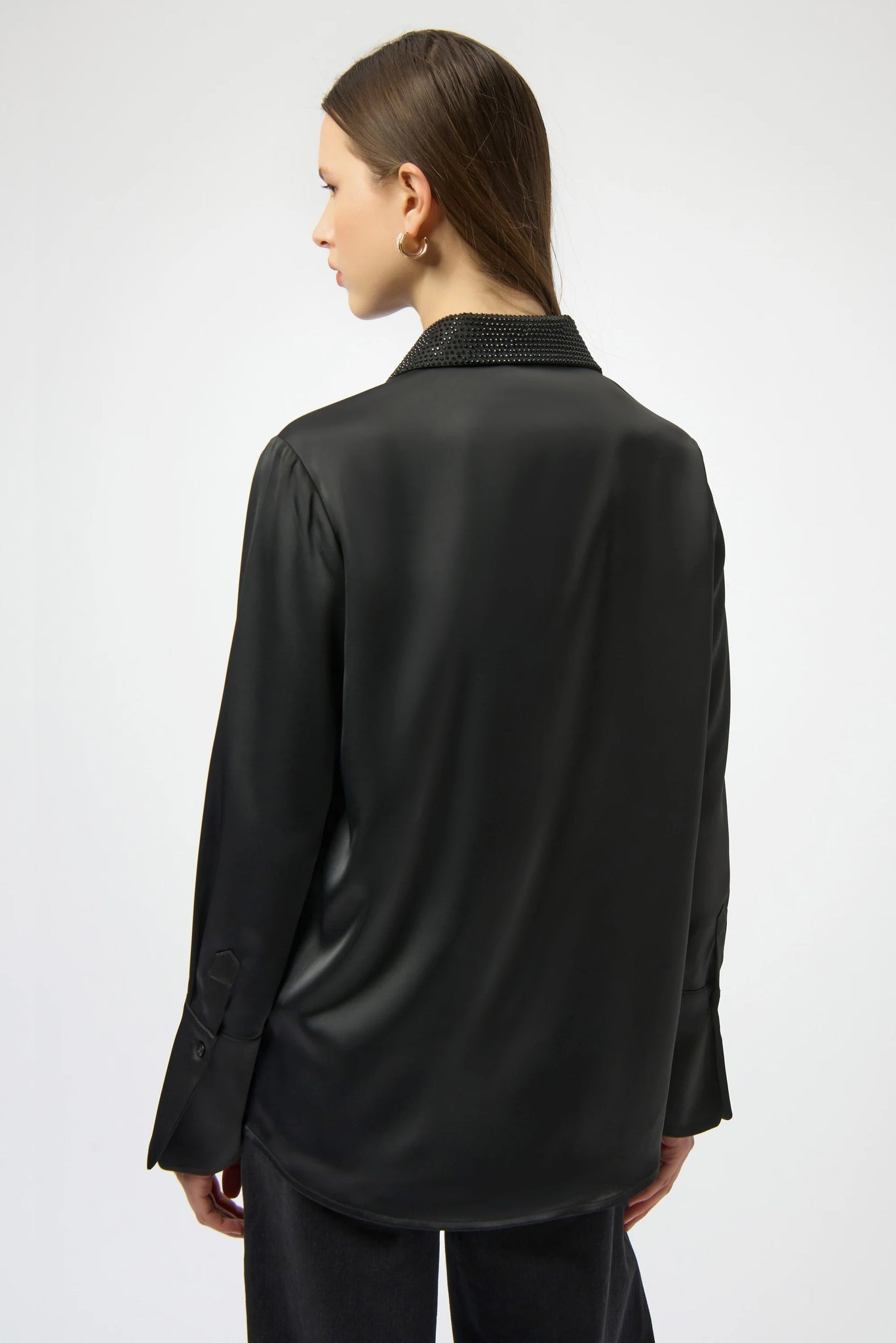 Satin Button-Front Blouse