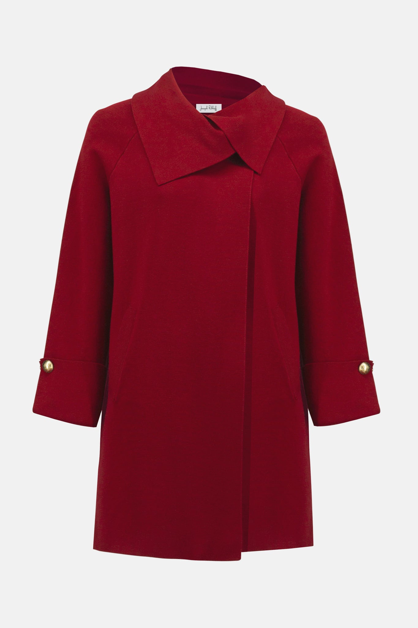 Sweater Knit Coat with Overlap Collar