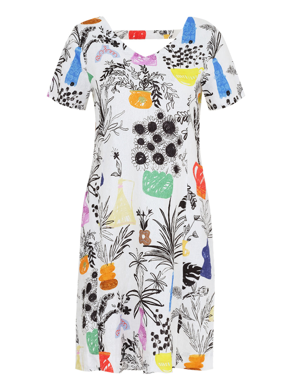 Short Sleeve Linen Planter Dress