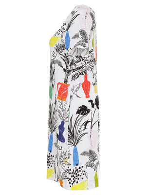 Short Sleeve Linen Planter Dress